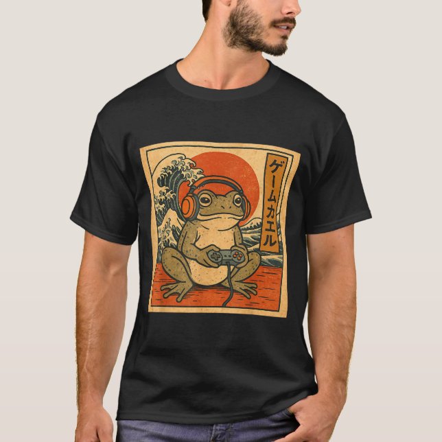 Camiseta Gaming Frog Art Ukiyo-e Japanese Gamer Anime Men W (Frente)