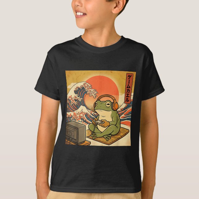 Camiseta Gaming Frog Art Ukiyo-e Japanese Gamer Anime Men W (Frente)