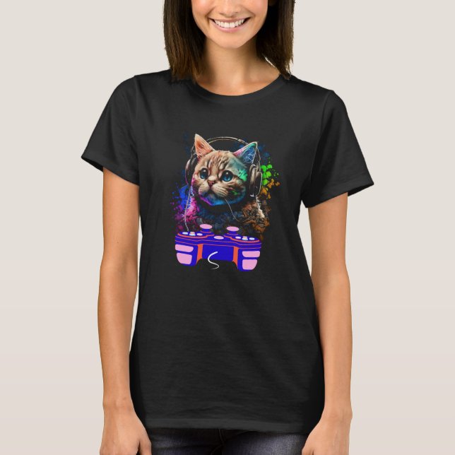 Camiseta Gaming Munchkin Cat Player Animal Vídeo Homens (Frente)