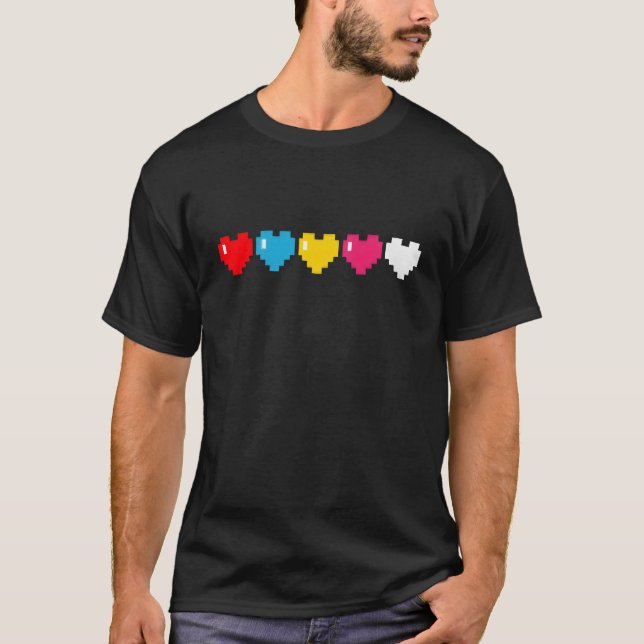 Camiseta Gaming Retro 90s Pixel Heart Lives (Frente)