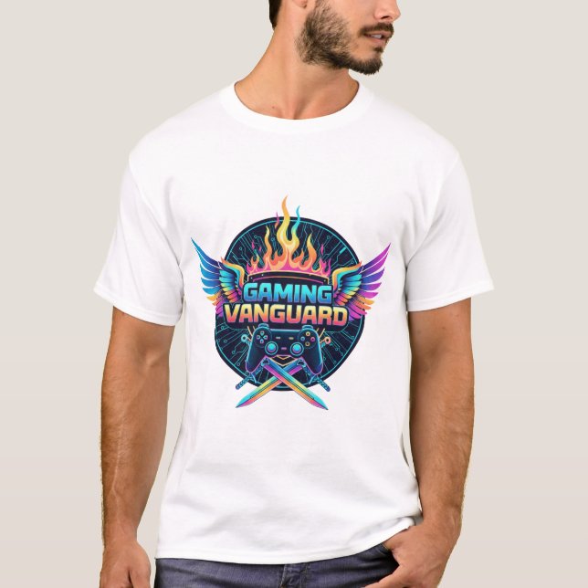 Camiseta Gaming Vanguard Neon Crest T-Shirt | Futuristic Ga (Frente)