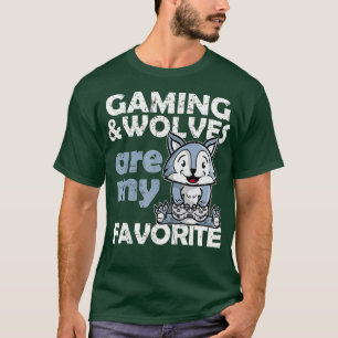 Camiseta Gaming Wolf Favorite Gamer Tee T para Meninos