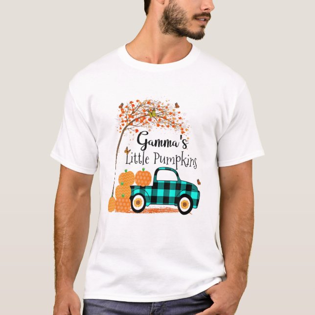 Camiseta Gamma 'S Little Pumpkins Truck Green Plaid Autumn (Frente)