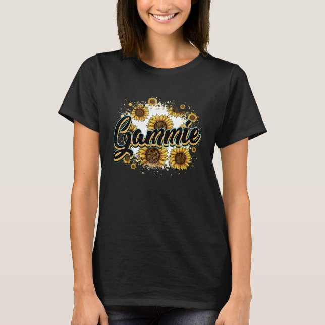Camiseta Gammie Cow Print Sunflower Mother's Day Cute Flora (Frente)