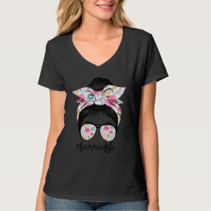 Camiseta Gammie Life Messy Hair Bun Floral Mulheres D