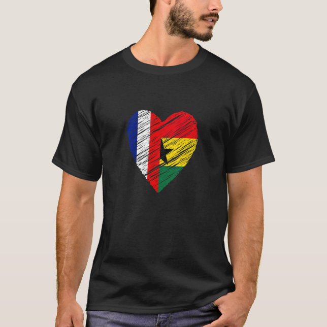 Camiseta Gana França Coração Bandeira Francesa Sinalizador  (Frente)