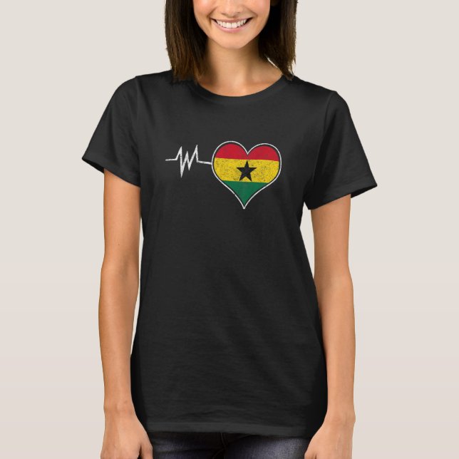 Camiseta Gana Ghanaian Heart Love Proud Melanin Flag 2 (Frente)