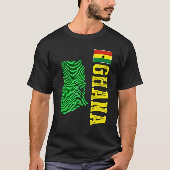 Camiseta Gana Mapa Gana Bandeira Gana (Frente)