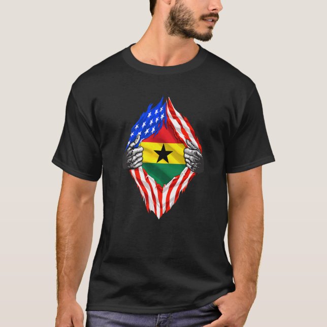 Camiseta Gana Roots Usa Flag Patriótico Super Ghanaian Heri (Frente)
