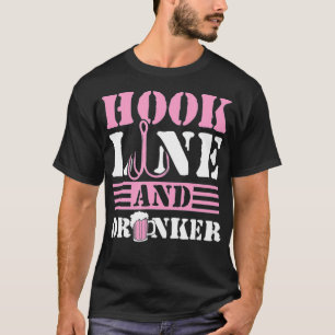 Camiseta Gancho E Bebida Pescar Cerveja Engraçado Pescador