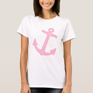 Camiseta Gancho náutico do rosa do marinho do símbolo   d
