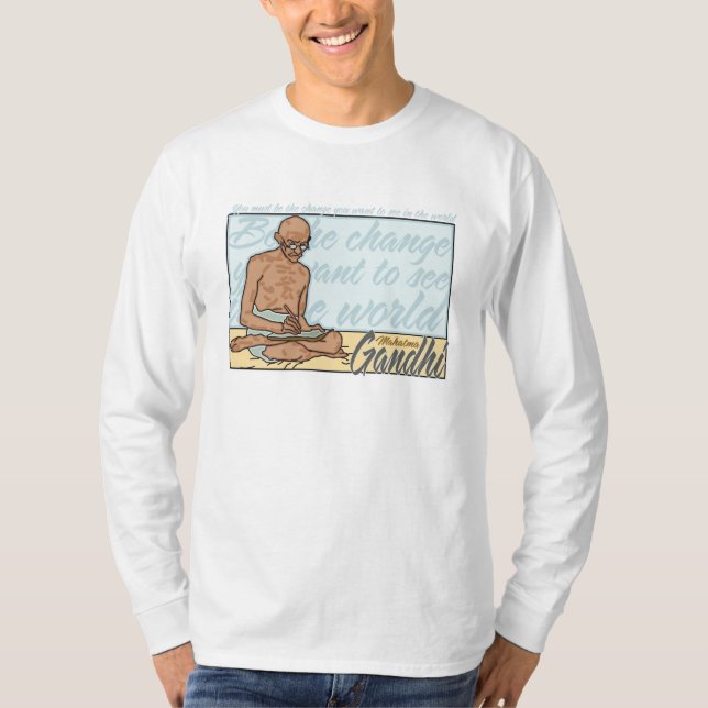 Camiseta Gandhi seja as citações da mudança (Frente)