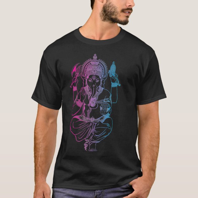 Camiseta Ganesha Hindu Elephant God Face Lover T  Men Women (Frente)