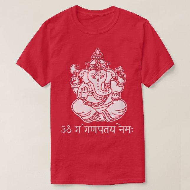 Camiseta GaneshCom Sanskrit Ganesha Mantra (Frente do Design)
