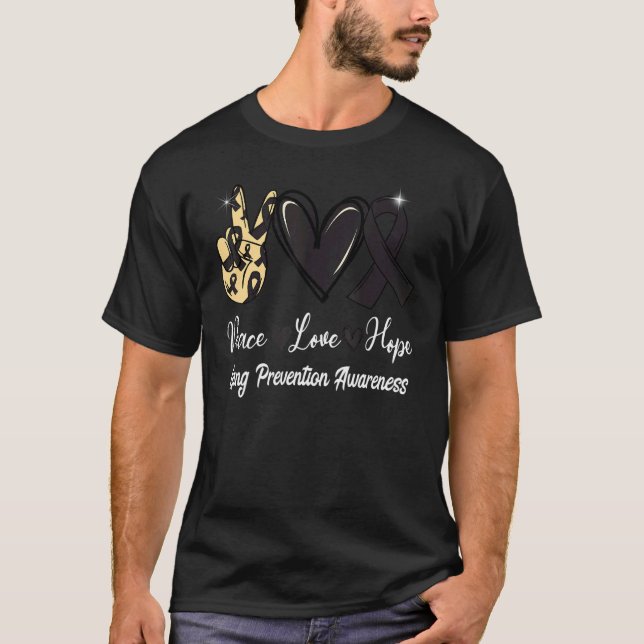 Camiseta Gang Prevention Awareness Peace Love Hope Black Ri (Frente)