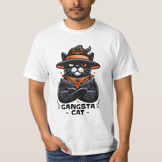 CAMISETA GANGSTA CAT HALLOWEEN (Frente)