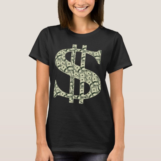 Camiseta Gangsta Dollar Sign Cool Hip hop Rap   Money (Frente)
