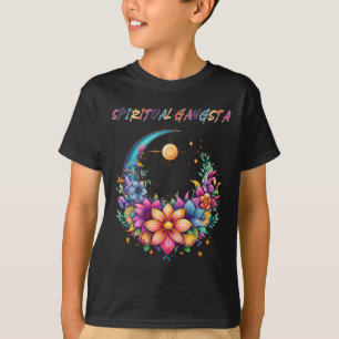 Camiseta Gangsta Espiritual Floral Lua Yoga Meditação Mand