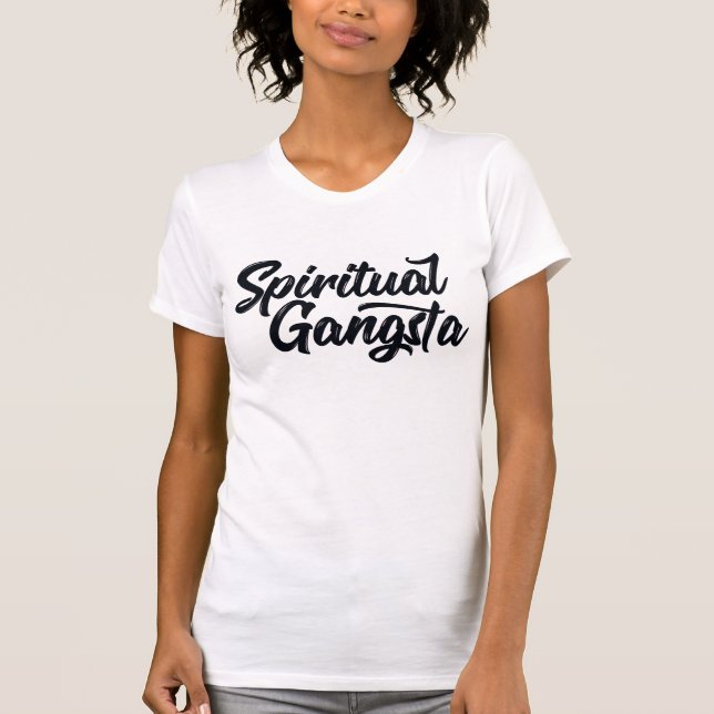 Camiseta Gangsta Funny Yoga Espiritual Cita em Texto Preto (Frente)