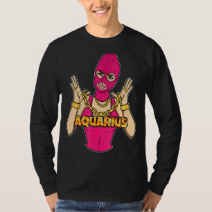 Camiseta Gangsta Girl Aquarius Mascarou Mulher Gangster Com