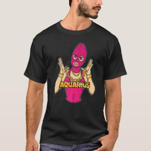 Camiseta Gangsta Girl Aquarius Mascarou Mulher Gangster Com