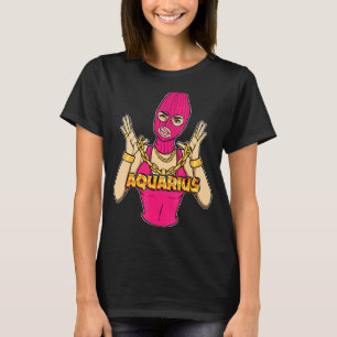 Camiseta Gangsta Girl Aquarius Mascarou Mulher Gangster Com