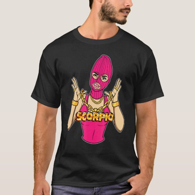 Camiseta Gangsta Girl Scorpio Mascarada Mulher Gangster Com (Frente)