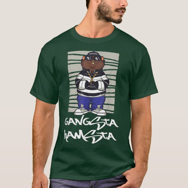 Camiseta Gangsta Hamsta um Hamster Gangster (Frente)