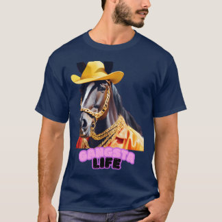 Camiseta Gangsta Life Horse Engraçado