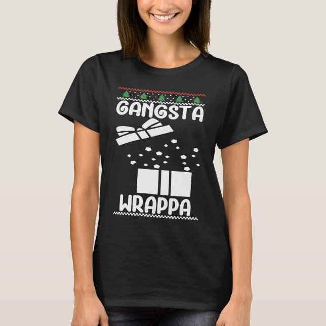 Camiseta Gangsta Wrappa Merry Christmas Santa Claus Christm (Frente)