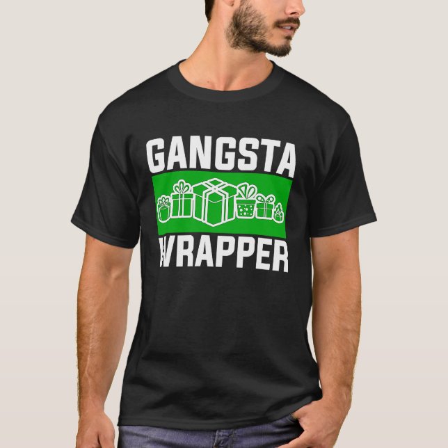 Camiseta Gangsta Wrapper  Christmas Clothing for Men and F (Frente)