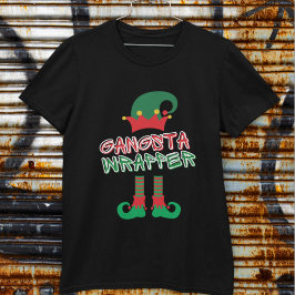 Camiseta Gangsta Wrapper Elf Pernas Vermelhas Verde Funny X