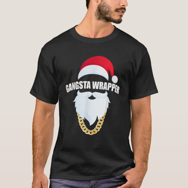 Camiseta Gangsta Wrapper Engraçado Papais noeis de Natal T  (Frente)
