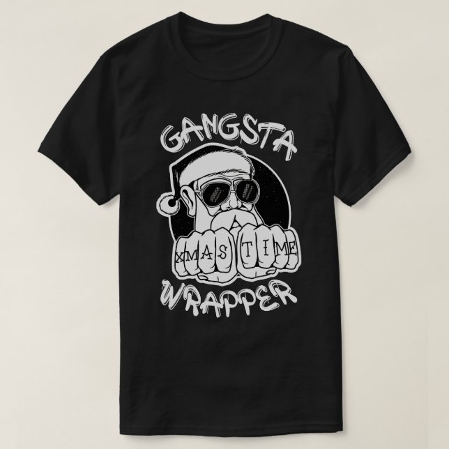 Camiseta Gangsta Wrapper Funny Santa Claus Gangster (Frente do Design)