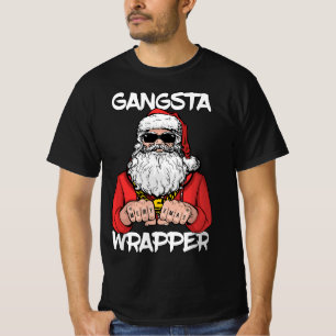 Camiseta Gangsta Wrapper - Papais noeis Engraçado Natal