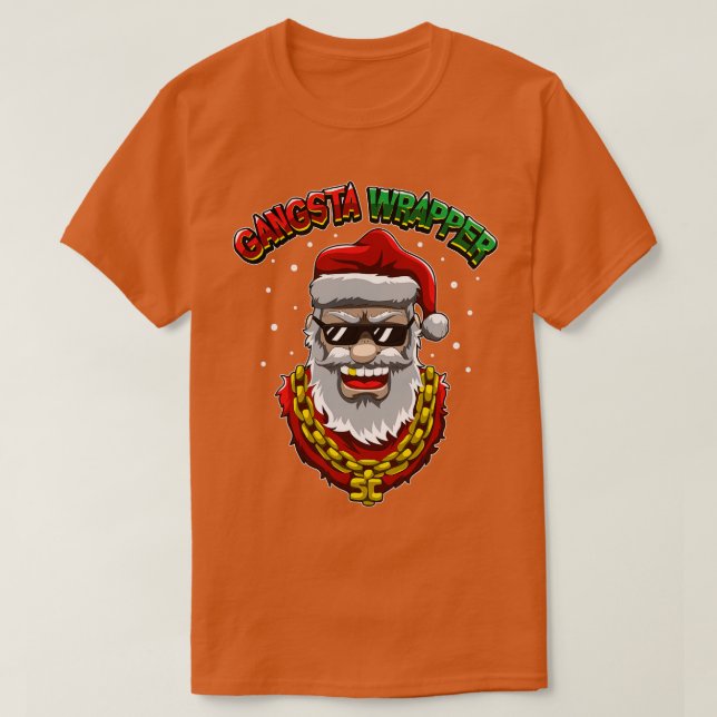 Camiseta Gangsta Wrapper Santa Claus De Tha Hood (Frente do Design)