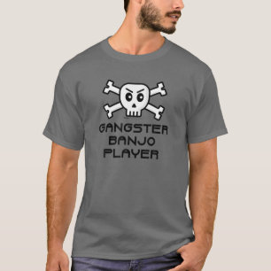 Camiseta Gangster Banjo Player Skull E Cross Bone Word De