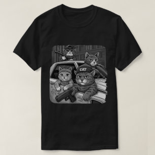 Camiseta Gangster Cat Street Art Design - Gato Urbano Engra