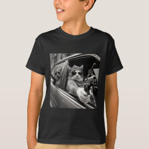 Camiseta Gangster de Gato Engraçado Memória de Gato Pai Mul