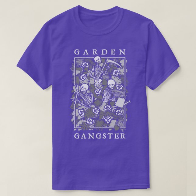 Camiseta Gângster do Jardim Engraçado Gótico Skeleton Gard (Frente do Design)
