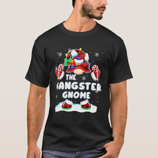 Camiseta Gangster Gnome Red Plaid Gnomies Matching Family C (Frente)