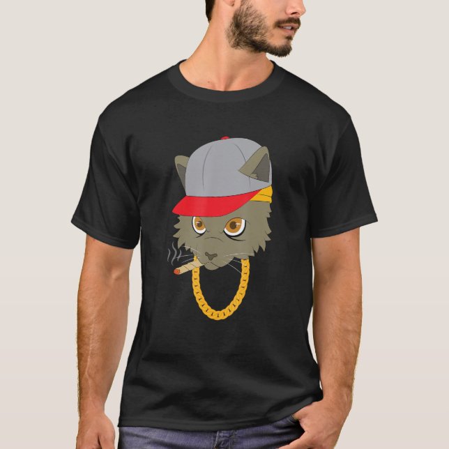 Camiseta gangster legal de gato, o boné chai (Frente)