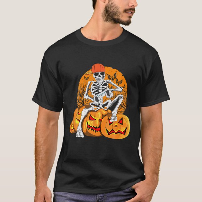 Camiseta Gangster Morto do Halloween Jogo Pumpskin Pum (Frente)