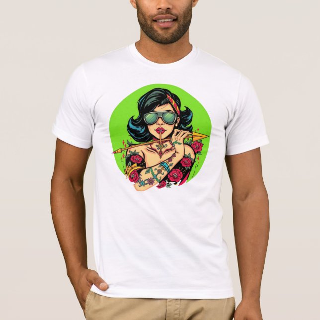 Camiseta Gangster Queen Tattoo Art – Badass Women (Frente)