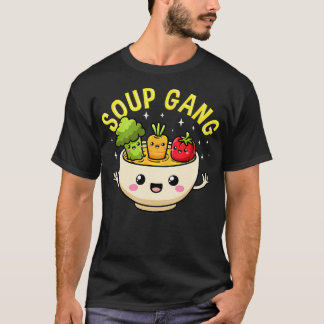 Camiseta Gangue da Sopa Legumes Kawaii em Tigela Cozinha Fo