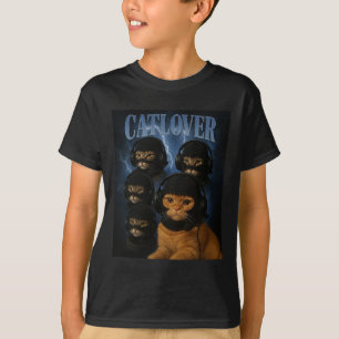 Camiseta Gangue de Gamer Amante de Gatos em Laclava Fones d