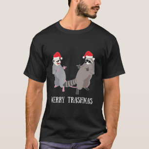 Camiseta Gangue do Lixo Ogambm Raccoon Santa Claus Feliz Tr