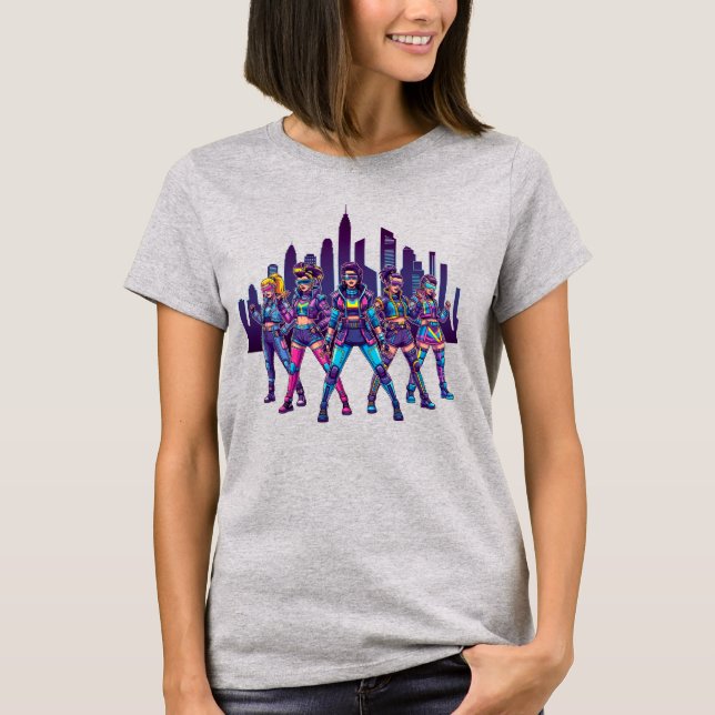 Camiseta Gangue futurística - Retrô Cyberpunk Vibes (Frente)
