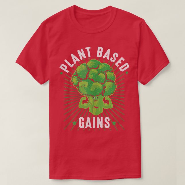Camiseta Ganhos Baseados em Plantas Funny Broccoli Vegan Gy (Frente do Design)