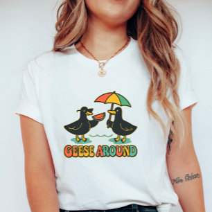 Camiseta Ganso Engraçado de Verão, Gansos ao Redor de Féria